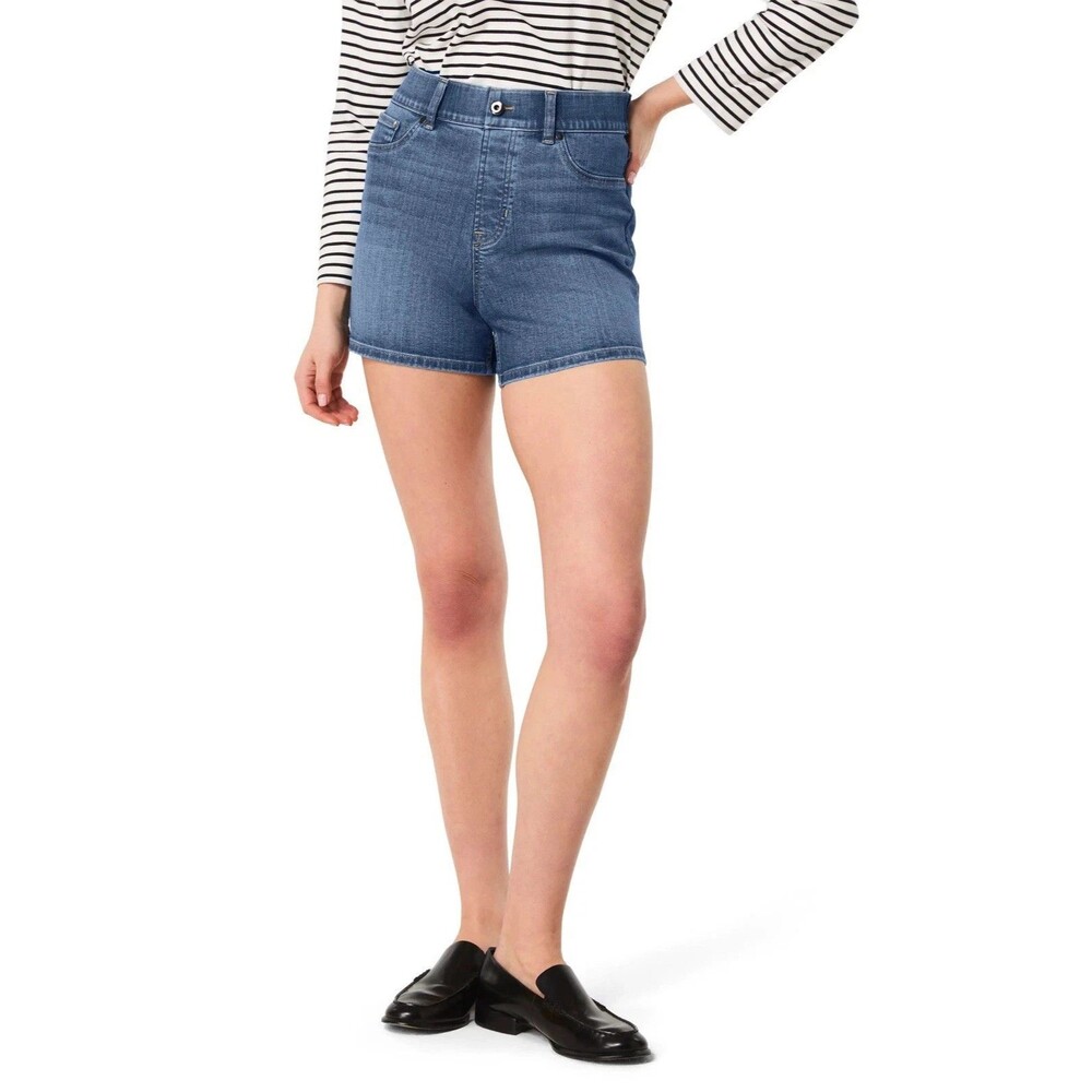 SPANX Pull On High Waist Denim Shorts 6.5" Women's Small S Vintage Indigo 21376R